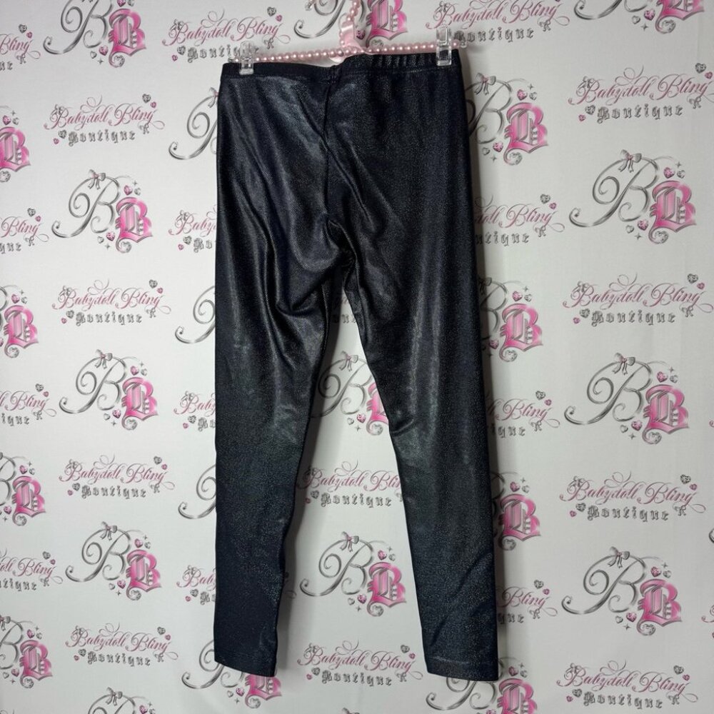 American Apparel leggings holographic sparkly shimmer Glossy Charcoal Leggings - Picture 3 of 6